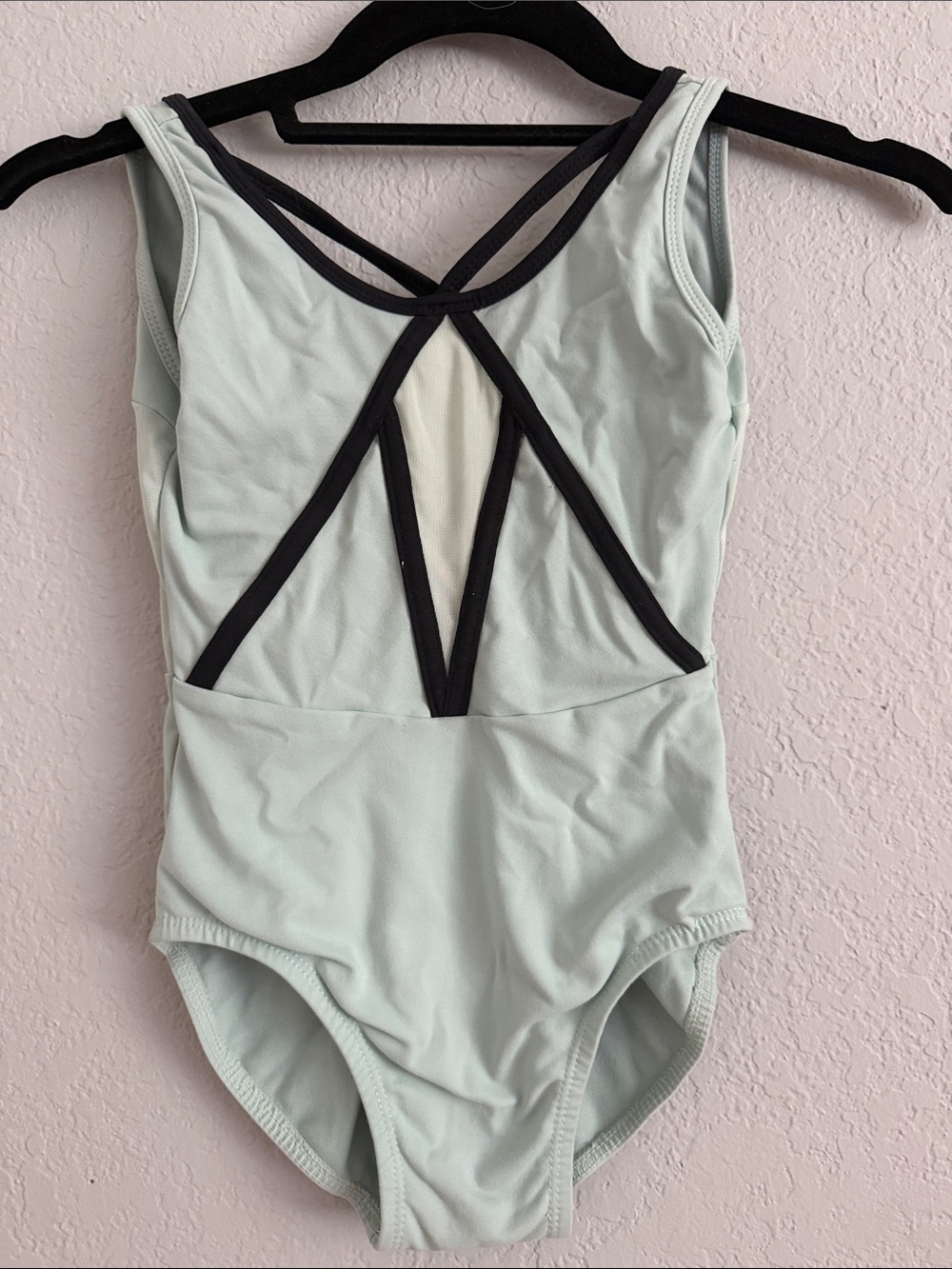 Honeycut Girls Light Mint One-Piece Bodysuit with Black Trim
